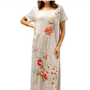 Caite  Maxi Cotton Dress with Embroidery